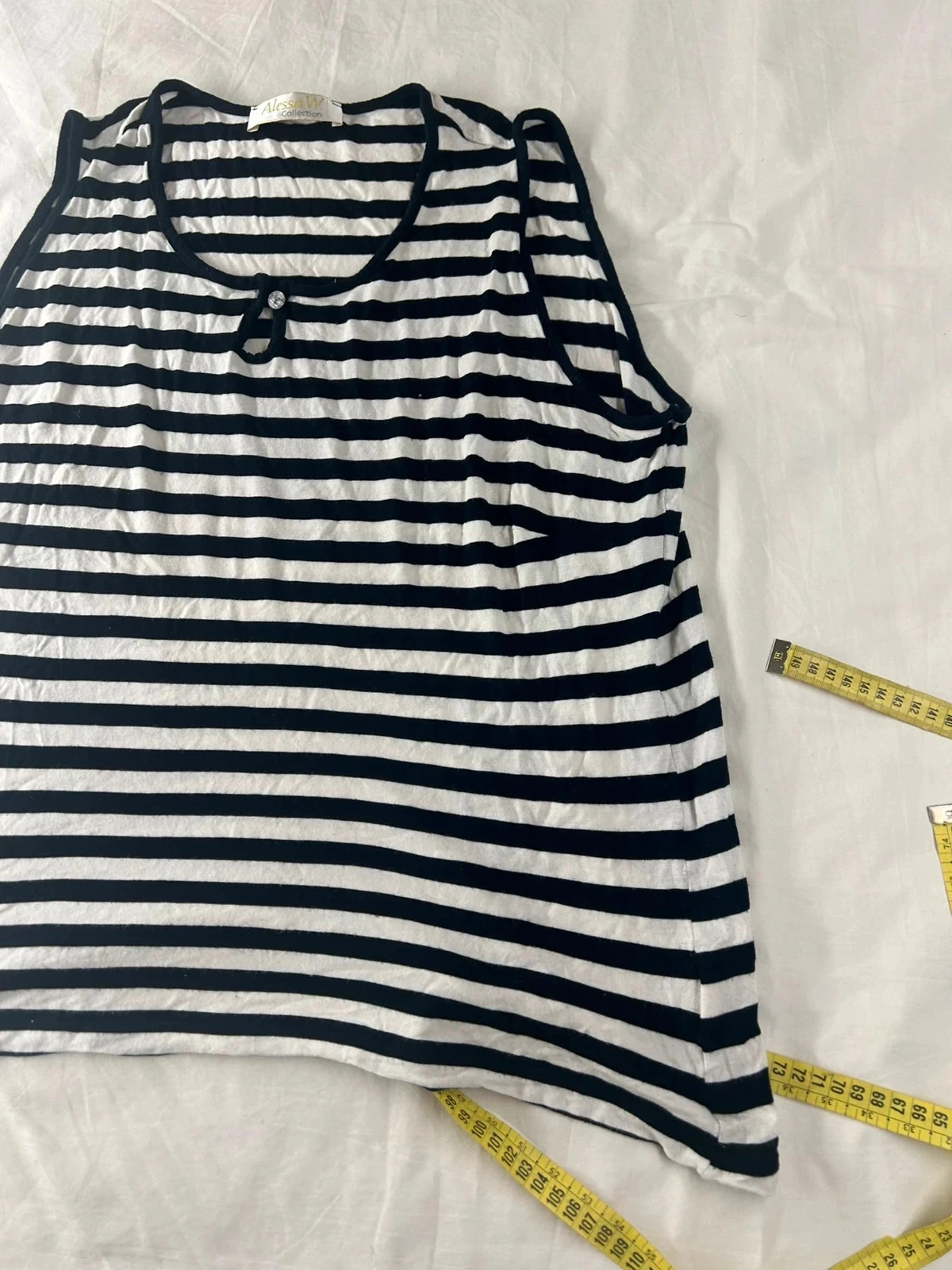 Black and white striped tank top Alessa W. collection in viscose – photo 3